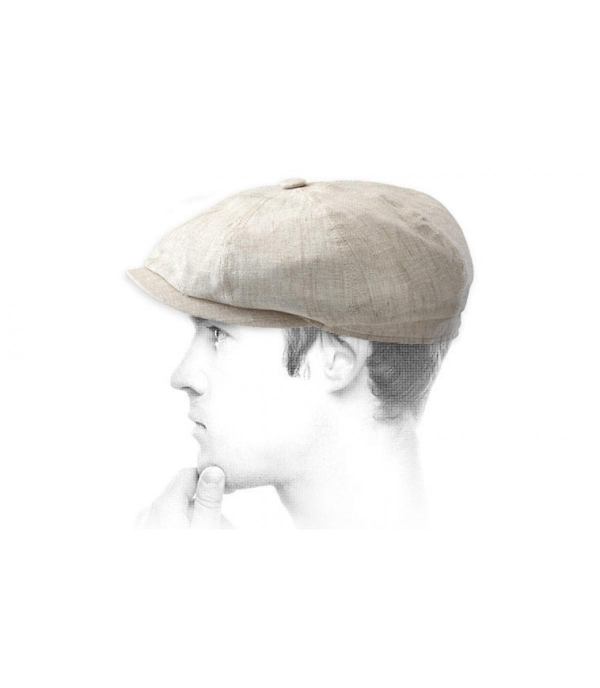 Cream linen parisian cap